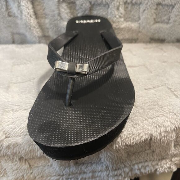 Coach Loralyn Black Wedge Thong Slip On Sandals Flip Flops Rubber Sz US 9B - Picture 8 of 16